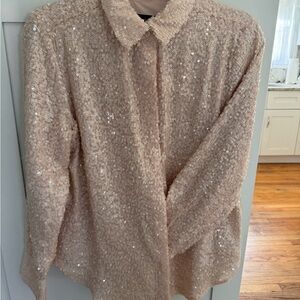 J. Crew Sparkling Beige Sequin Blouse